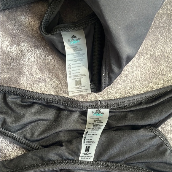 SUMMER MAE Black Minimalist Bikini Set adjustable bralette & cheeky bottom M - Picture 2 of 4